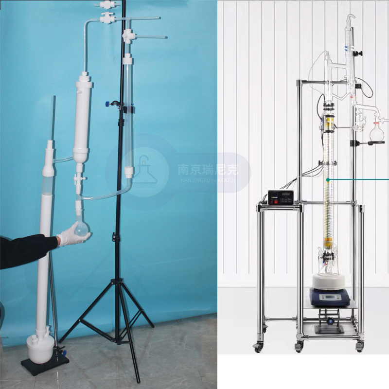 實驗室特氟龍塑料精餾塔減壓蒸餾塔電加熱精餾柱精餾裝置單層反應釜