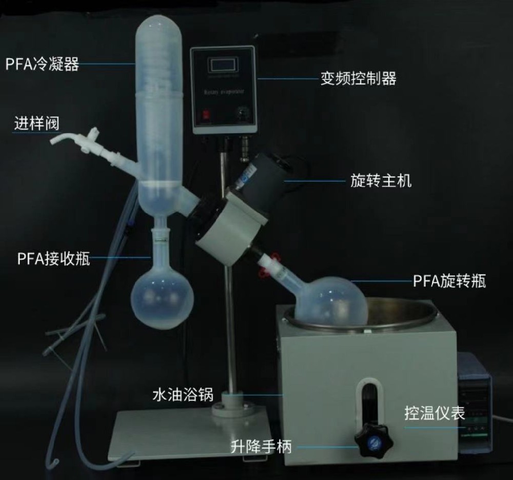 無硅塑料耐高溫耐酸堿PFA旋轉蒸發(fā)儀配套四氟茄形瓶
